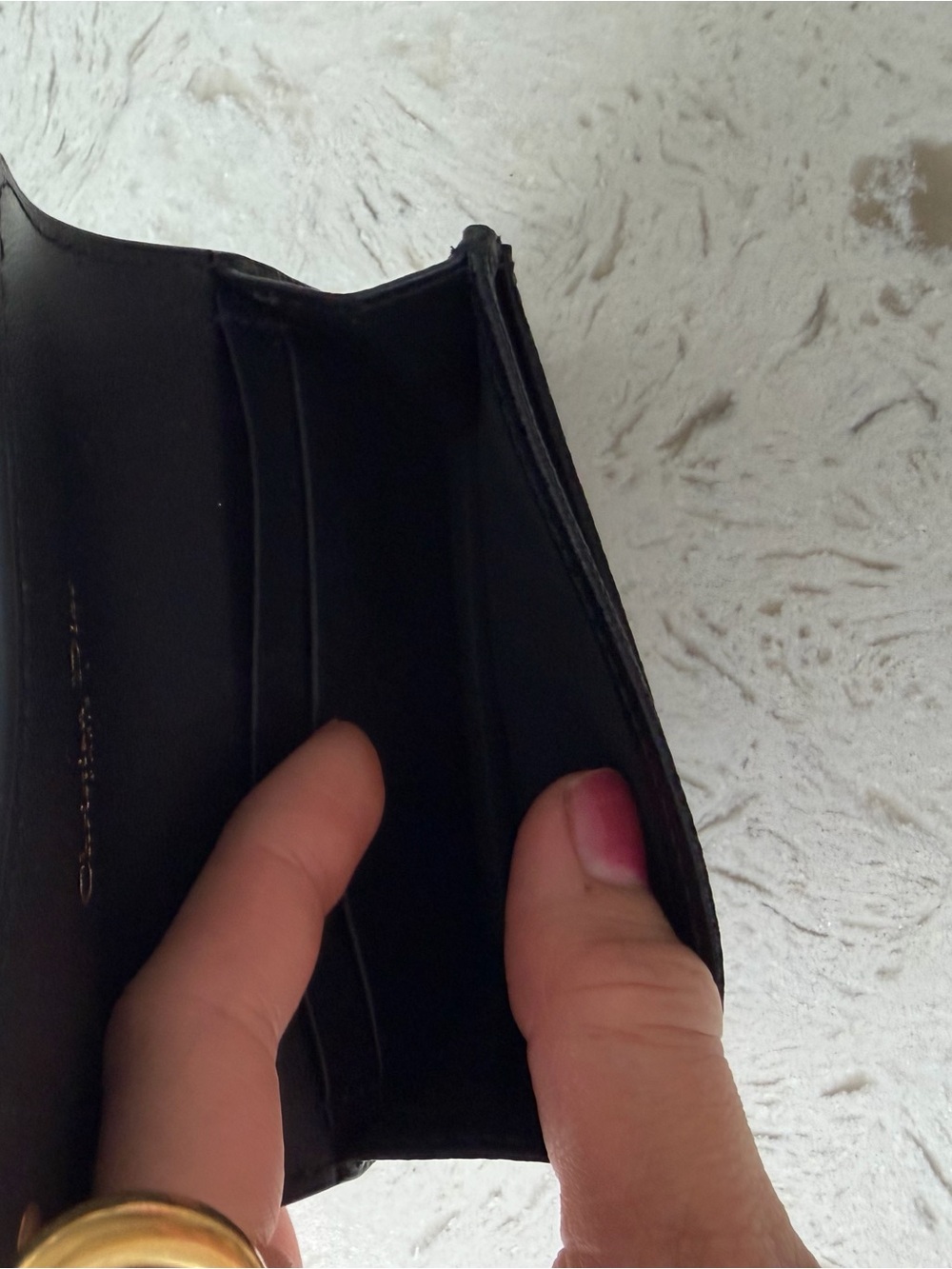Dior Black Leather Card & Key Holder with Gold 'D' Accent - Picture 6 of 10